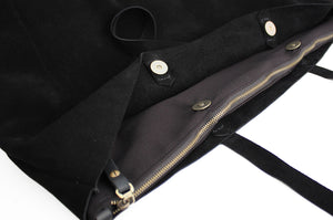 Anita TOTE bag, Shoulder bag made of black leather personalized with your name