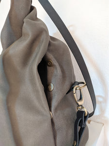 Cleo CONVERTIBLE BACKPACK, leather backpack, made of  italian leather, Grey color.