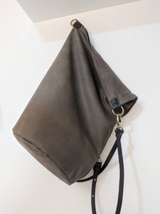 Cleo CONVERTIBLE BACKPACK, leather backpack, made of  italian leather, Grey color.