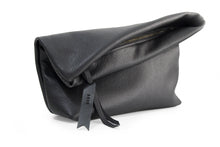 Load image into Gallery viewer, Black leather clutch bag or make-up pouch - AGUR clutch personalized with your name