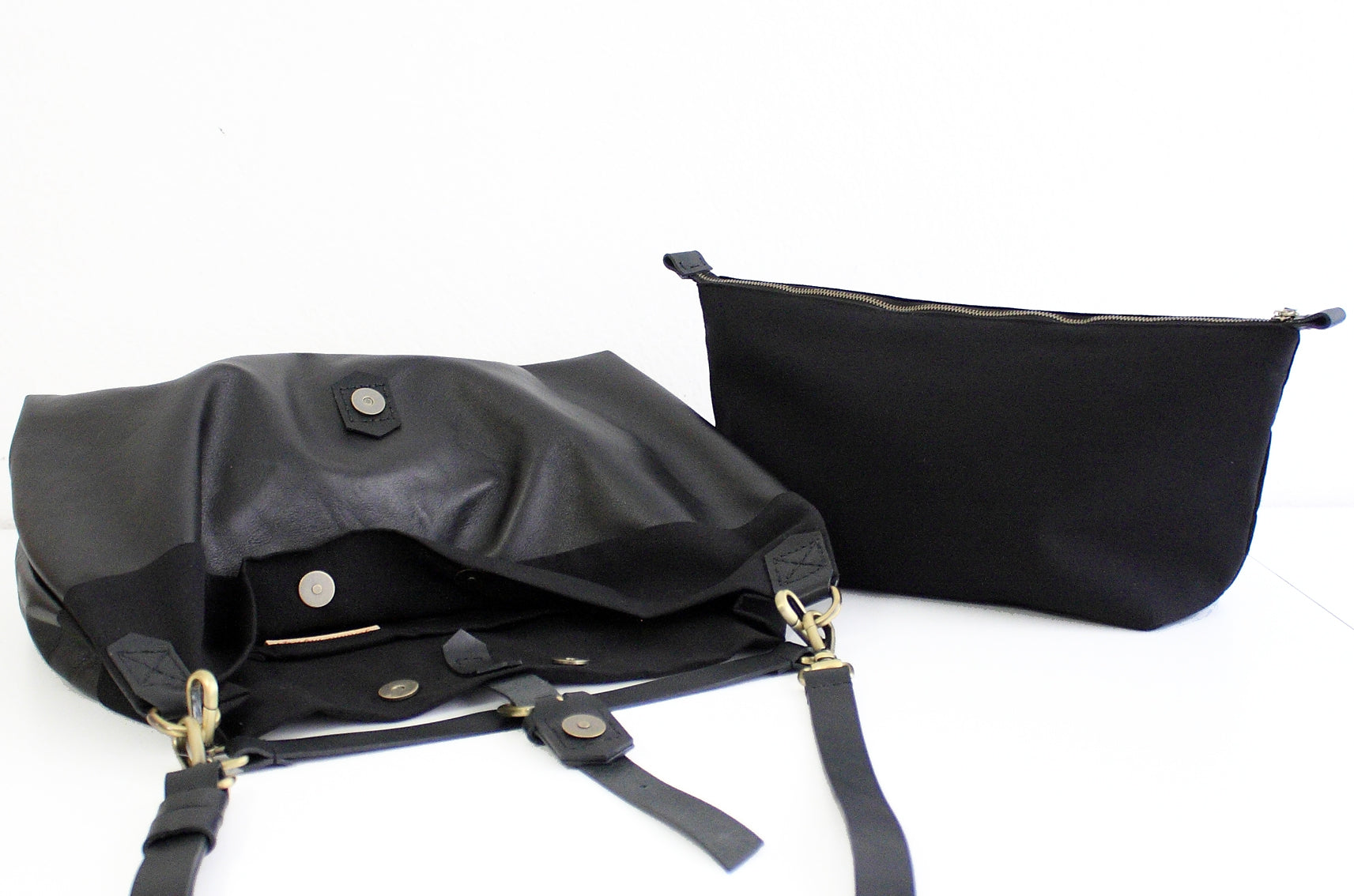 Dissona Italy Large Black Leather Handbag Satchel Boho Zip -  UK
