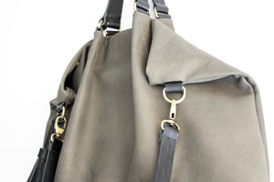 Susy Leather shoulder bag made of italian leather dark grey personalized with your initials
