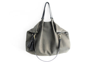 Susy Leather shoulder bag made of italian leather dark grey personalized with your initials