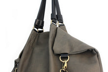 Load image into Gallery viewer, Susy Leather shoulder bag made of italian leather dark grey personalized with your initials
