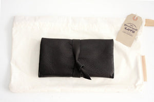 Cris leather wallet black color. Customizable wallet with your initials