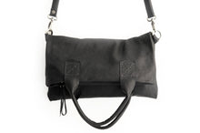 Load image into Gallery viewer, Leather CROSSBODY bag made of italian leather  color black. Laura leather crossbody and hand bag