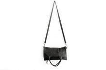 Load image into Gallery viewer, Leather CROSSBODY bag made of italian leather  color black. Laura leather crossbody and hand bag