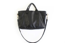 Load image into Gallery viewer, Silvie Leather crossbody bag with handles made of italian leather, black.
