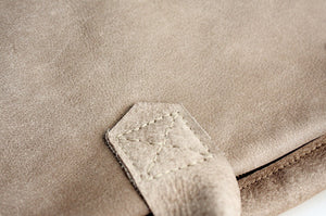 Silvie Leather crossbody bag, SHOULDER BAG with handles made of italian taupe leather