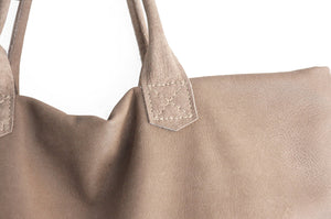 Leather tote bag, SHOULDER BAG made of italian Taupe leather. Mia leather shoulder bag