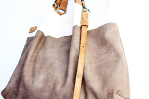 TOTE bag and HAND bag made of soft nubuck leather, canvas and italian leather. Emma bag