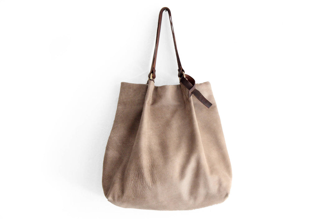 TOTE bag made of italian leather, NUBUCK finishing. Anna bag personalized with name, leather version