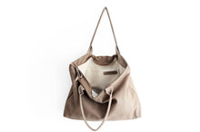 Load image into Gallery viewer, Leather tote bag, SHOULDER BAG made of italian Taupe leather. Mia leather shoulder bag