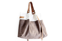 Load image into Gallery viewer, TOTE bag and HAND bag made of soft nubuck leather, canvas and italian leather. Emma bag