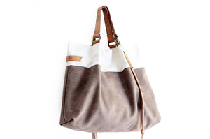 TOTE bag and HAND bag made of soft nubuck leather, canvas and italian leather. Emma bag