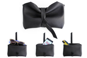 Camy Phone case, little pouch, eyeglasses holder, pencil case made of italian leather, black.