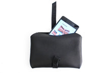 Load image into Gallery viewer, Camy Phone case, little pouch, eyeglasses holder, pencil case made of italian leather, black.