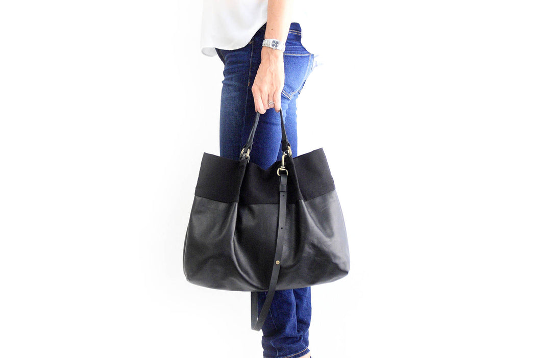 TOTE bag and HAND bag made of soft italian leather, canvas and italian leather. Emma bag