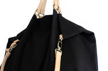 Load image into Gallery viewer, Weekend bag canvas and leather shoulder bag, black. Personalized bag with name
