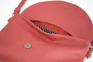 Leather CROSS-BODY bag made of italian leather  color red. Sofia leather crossbody bag