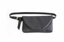 Load image into Gallery viewer, Waist bag, belt bag or Clutch, made of very soft leather, black. Waist bag