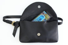 Load image into Gallery viewer, Waist bag, belt bag or Clutch, made of very soft leather, black. Waist bag