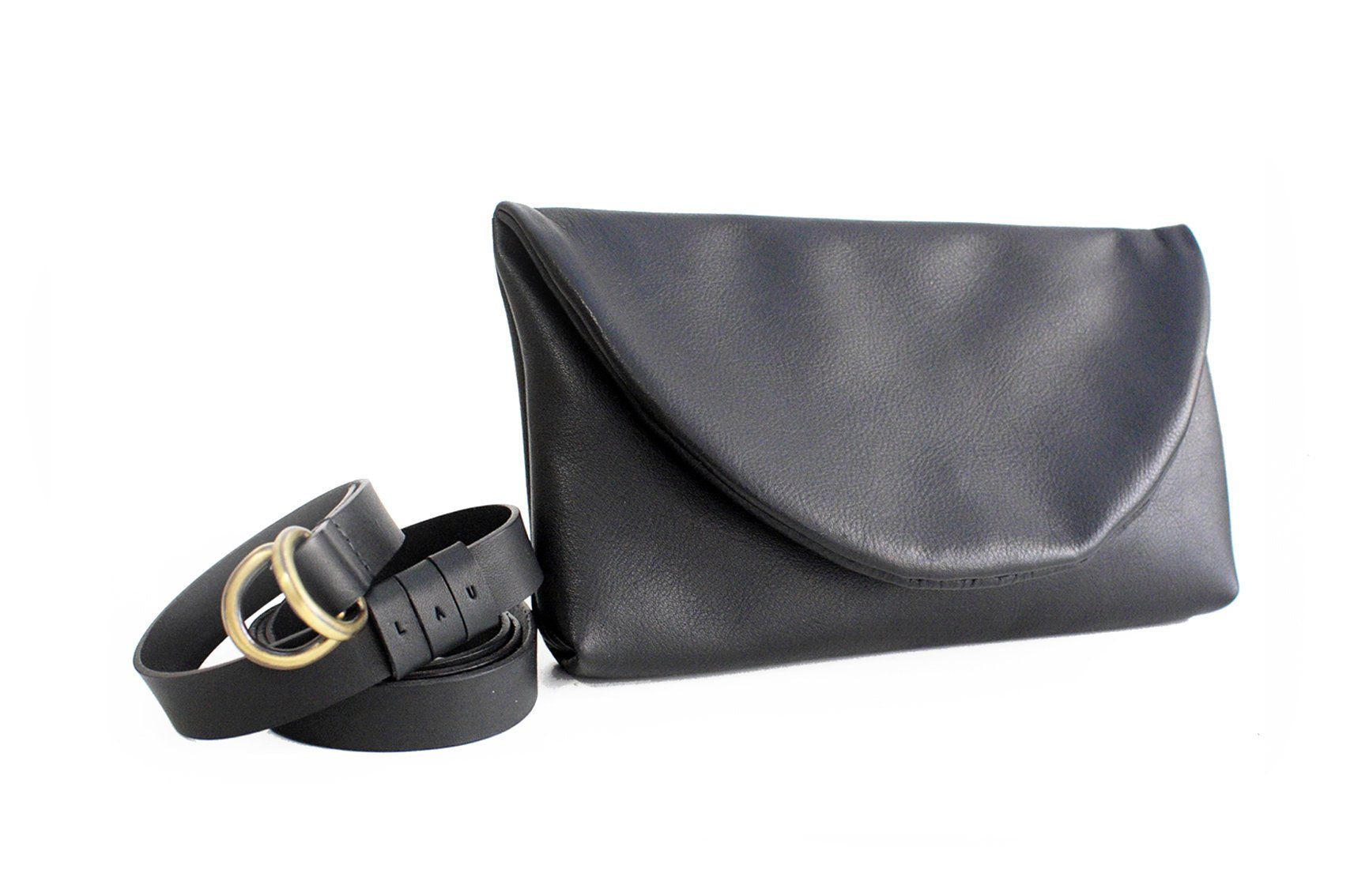 Clutch, Waist bag, belt bag, leather belt, made of very soft nappa