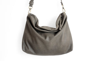 Leather crossbody bag, SHOULDER BAG made of italian Grey leather. Silvie leather crossbody bag