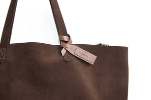Anita TOTE bag, Shoulder bag made of brown chocolate LEATHER personalized with your name