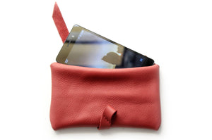 Camy Phone case, eyeglasses holder, pencil case made of italian leather, red