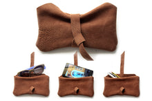 Load image into Gallery viewer, Camy pouch, Phone case, Little pouch, eyeglasses holder, pencil case made of italian leather, brown